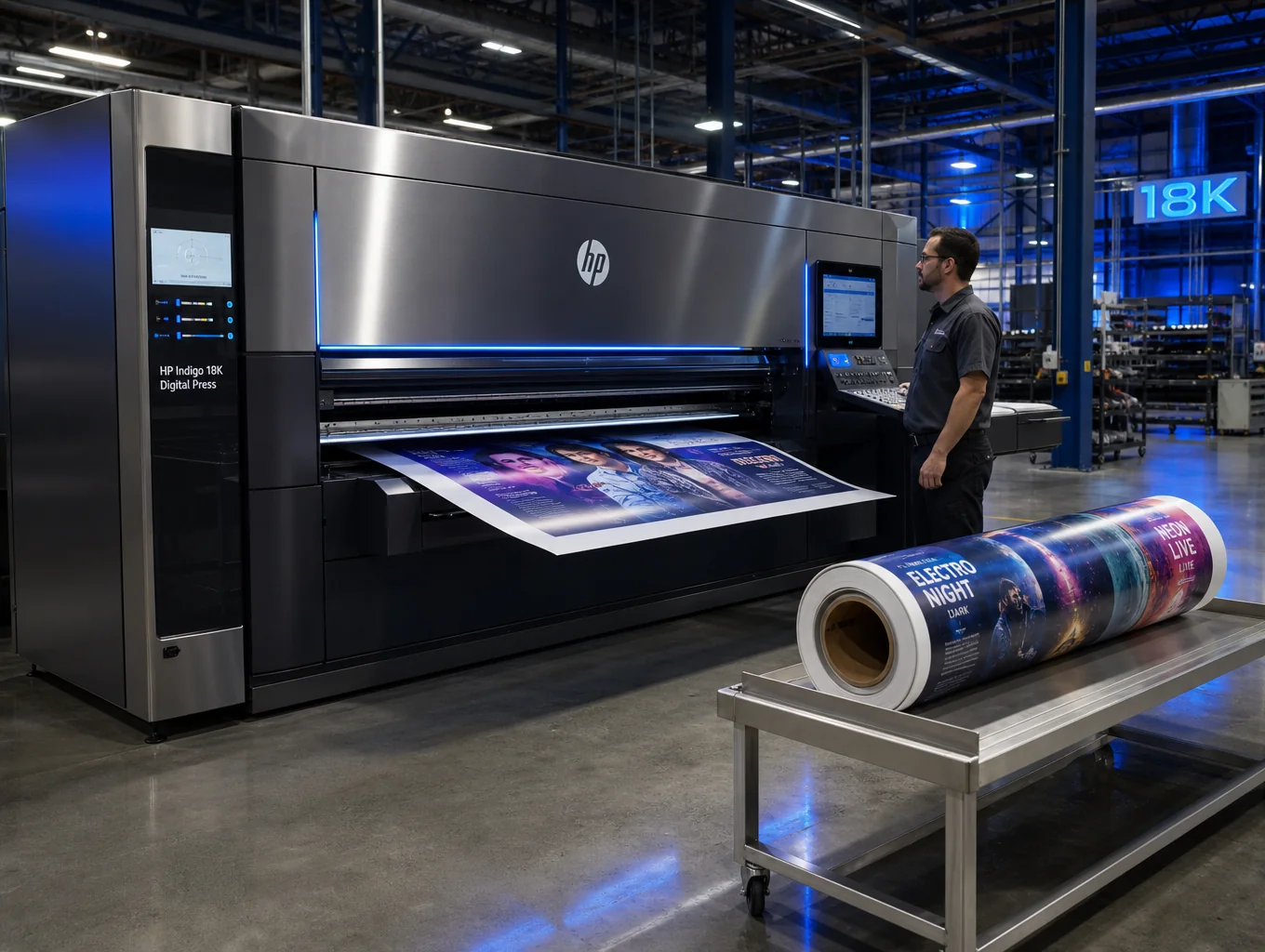 Plotter digital de mare format în tipărire în atelierul Ecko Print