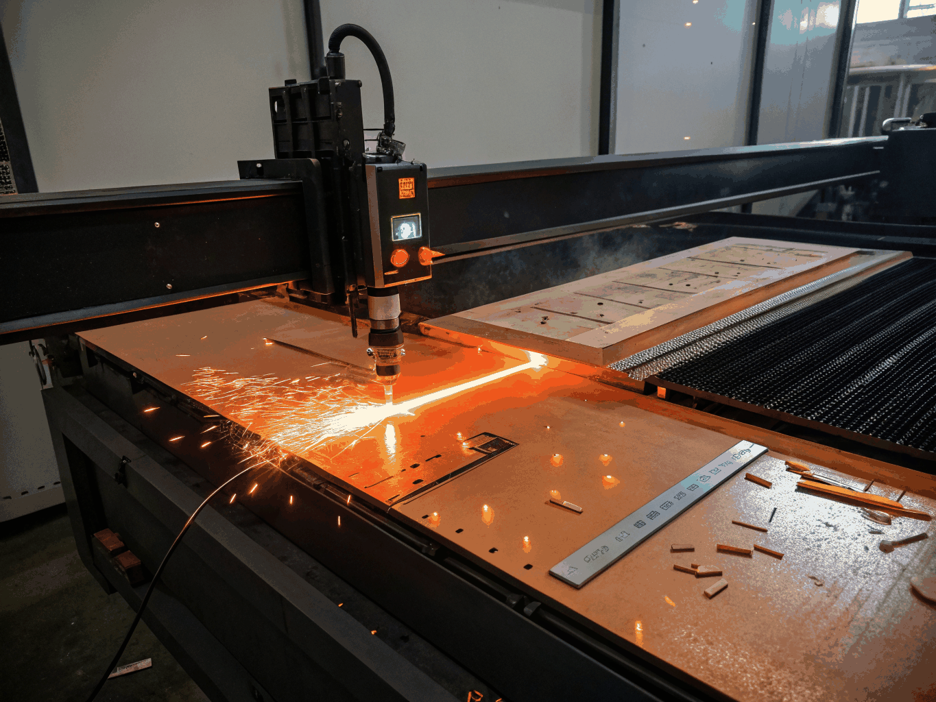 Laser cutter engraving polished clear acrylic panels with clean edges