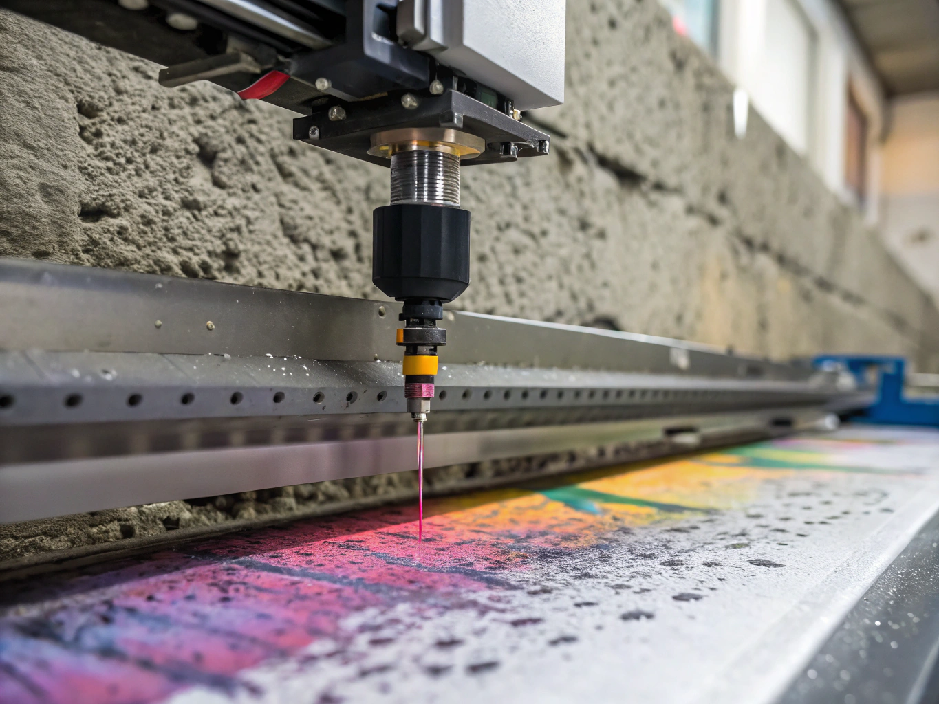 Flatbed UV printer applying high adhesion ink directly onto rigid foam PVC sheet